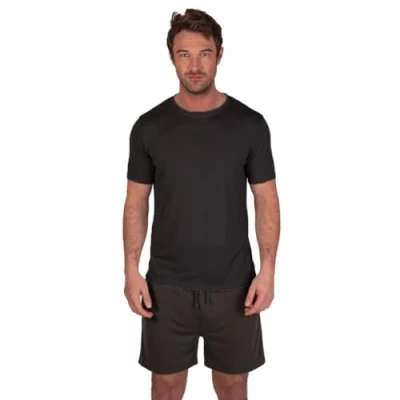 Abbildung von Light &amp; Shade Herren Crew Neck Top and Short Bottoms Pyjama Set, anthrazit, XXL