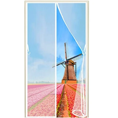 Abbildung von Magnet Fliegengitter Tür Insektenschutz, 70x195cm Magnetischer Fliegenvorhang Moskitonetz Automatisches Schließen Insektenschutz Klebemontage ohne Bohren, Weiß, 663 Größe