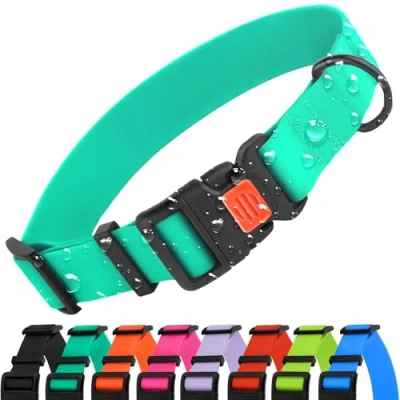 Abbildung von CollarDirect Verstellbares Hundehalsband, bunt, wasserfest, für kleine, mittelgroße und große Hunde, Welpen, 9 Farben (Minzgrün, S (25 33 cm))
