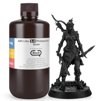 Abbildung von ELEGOO 405nm ABS Like Resin 3.0, UV Curing 3D with High Precision, Non Brittle, Improved Strength and Toughness for LCD/DLP Printers Photopolymer Black 1000g