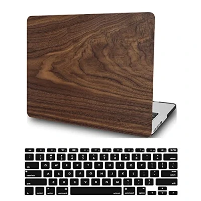 Abbildung von Hülle Kompatibel mit Neues MacBook Air 13 Zoll 2020 2019 2018 Freisetzung A1932 A2179 A2337 M1 Retina Display and Touch ID, Plastik Hartschale Snap Case &amp; Tastaturabdeckung, Holz