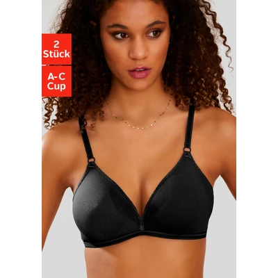 Abbildung von Lascana 2 PACK Triangel BH, Damen, Größe: 70C, schwarz +