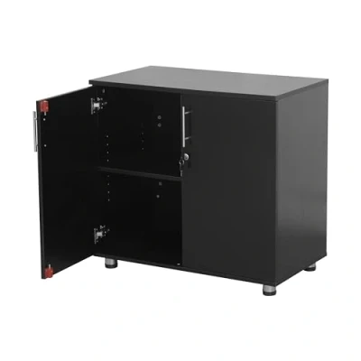 Abbildung von MMT Furniture Ltd schwarz aufbewahrungsschrank mehrzweckschrank 2 türiger Büroschrank Akten mit einlegeböden abstellschrank (80D x 45W 73H inches)
