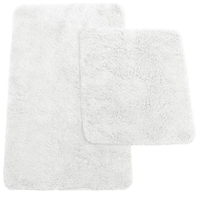 Abbildung von Brandsseller Badematten 2er Set bestehen aus Badvorleger: ca. 50/80cm und WC Vorleger 45/50cm Weiß