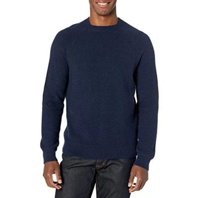 Abbildung von Amazon Essentials Herren Oversize Pullover mit Rundhalsausschnitt aus strukturierter Baumwolle, Marineblau, XXL