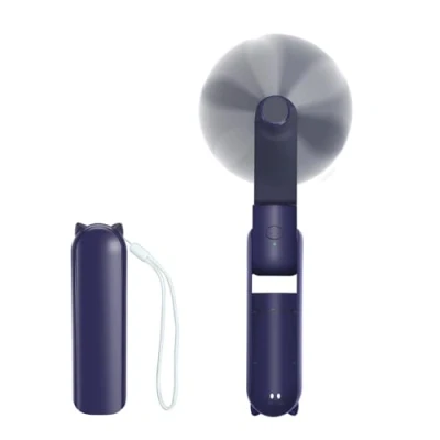 Abbildung von Jsdoin Handventilator, Tragbarer Mini Ventilator 3 Geschwindigkeiten, Wiederaufladbar Faltbarer USB mit Schlüsselband, auch als Powerbank, für Büro, Outdoor(Blau)