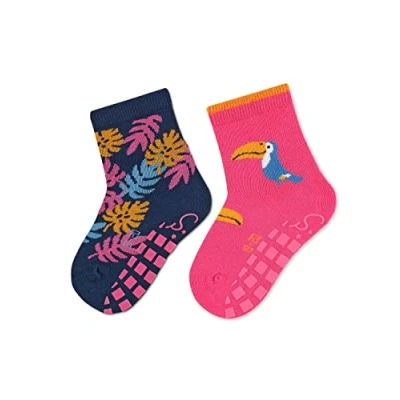 Abbildung von Sterntaler Baby Mädchen Fliesen Socken ABS Söckchen Doppelpack Blätter und Kakadu Rutsch aus Baumwolle marine, 18