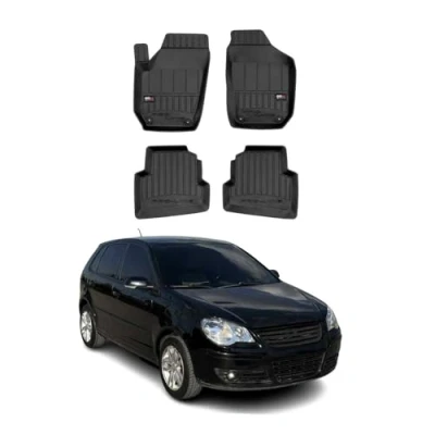 Abbildung von OMAC Gummi Fußmatten kompatibel mit VW Polo 2001 2009 Premium TPE 3D Automatten Schwarz 4X