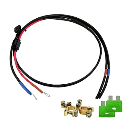 Abbildung von offgridtec Batterie Verbindungskabel, (150 cm), mit Polklemmen Paar, 2 Flachsicherungen