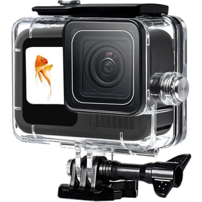 Abbildung von 60M wasserdichte Gehäuse für Gopro Hero 9/10/11/12/13, Wasserresistente Tauchen Schutzhülle mit Schnellmontage Klammer &amp; Anti Fog Einsätze 9/10/11/12/13 Action Camera