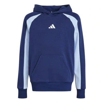Abbildung von adidas Unisex Kinder Seasonal Essentials Colorblock Fleece Hoodie, Dark Blue/Glow Blue/White, 9 10 Years