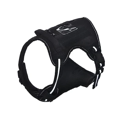 Abbildung von Amazon Basics Anti Zieh Hundegeschirr mit vorderem Clip, Westengeschirr, Schwarz, Mittel