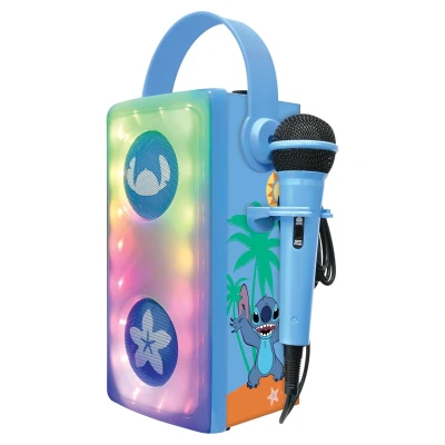Abbildung von Lexibook, Disney Stitch, Leuchtender kabelloser Bluetooth® Lautsprecher mit Mikrofon, Mehrfarbige Lichteffekte, SD/TF Kartensteckplatz, Wiederaufladbarer Akku, Blau, BTP185DZ