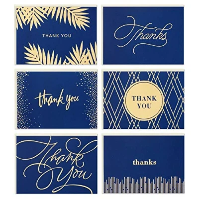 Abbildung von Hallmark Dankeskarten Sortiment, Gold und Marineblau (120 mit Umschlägen für Hochzeit, Brautparty, Babyparty, Business, Abschluss)