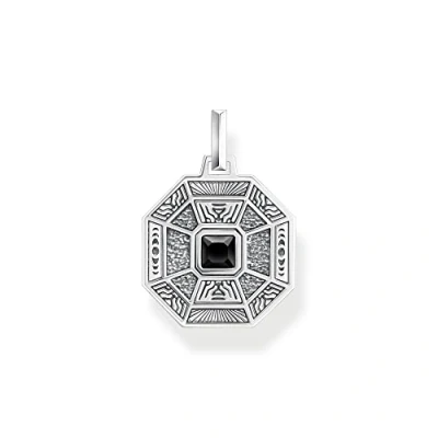 Abbildung von Thomas Sabo Herren Ketten Anhänger Talisman, mit schwarzem Onyx Stein, 925er Sterlingsilber geschwärzt, Maße: 28 x 20 mm, PE950 507 11