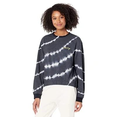 Abbildung von Hurley Damen Cropped Crew Sweatshirt, Mehrfarbig (Caviar Bleach Linear Tie Dye), XS