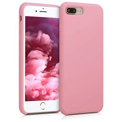 Abbildung von kwmobile Hülle kompatibel mit Apple iPhone 7 Plus/iPhone 8 Plus Silikon Handy Case Handyhülle weiche Oberfläche kabelloses Laden Hellrosa