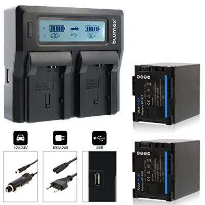 Abbildung von 2X Blumax Akku BP 828 2400mAh + Doppelladegerät 827 820 819 809 808 Dual Charger 2 Akkus gleichzeitig Laden