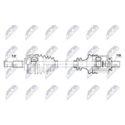 Abbildung von NTY NPW RE 208 Antriebswelle Vorderachse links 680mm RENAULT: Kangoo II / Grand Kangoo, Express, Be Bop
