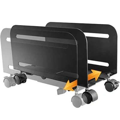 Abbildung von RICOO RH 04 Halterung, (Computer Rollwagen Rechner Regal zum Rollen PC Ständer Wagen rollbar)