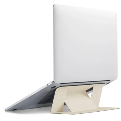 Abbildung von MOFT Laptop Ständer, Faltbarer Laptopständer Notebook Ständer mit 2 einstellbaren Winkeln, Haltung Verbessern, Kompatibel MacBook Air, Pro 11&#039;&#039; 16&#039;&#039;, Selbstklebender Erdiges Beige