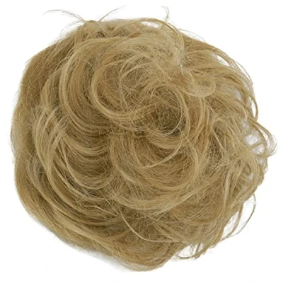 Abbildung von CAISHA 100% ECHTHAAR Haargummi Haarteil Haarverdichtung Zopf Haarband Haarschmuck Honigblond H312j