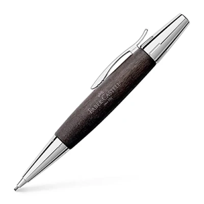 Abbildung von Faber Castell 138383 Drehbleistift e motion Birnbaum / Metall, Mine: 1,4 mm, inklusive Geschenkverpackung, Birnbaumholz chrom schwarz