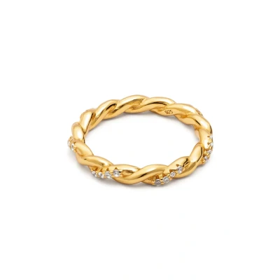 Abbildung von SINGULARU Ring Tressia. Silber mit 18K vergoldung und Zirkoniaia. Schmuck für Damen. Ringgröße 54.