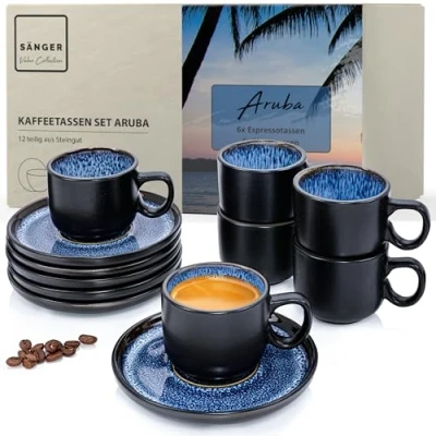 Abbildung von SÄNGER Espressotasse Set Aruba, Steingut, Espressotassen für 6 Personen, 80 ml, VALUE COLLECTION