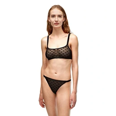 Abbildung von KARL LAGERFELD Damen Kl Monogramm Flock Bralette Schwarz XS