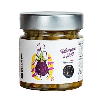 Abbildung von Agricola Piano Auberginen in Öl Auberginenstreifen nativem Olivenöl extra 212 ml 100% aus Apulien, altes Rezept Handwerkliche Produktion Olio