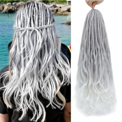 Abbildung von DT CHERYL Loose Wave Dreadlocks 24 Zoll 10 Stränge Double Ended Dreadlock Extensions With French Curly Ends, 0,6CM Thin Synthetic DE for Women (G60#, inch Strands)
