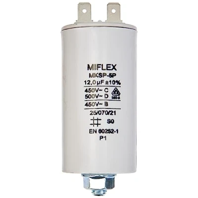Abbildung von AnlaufKondensator MotorKondensator 12µF 450V 35x65mm Stecker M8 ; Miflex 12uF