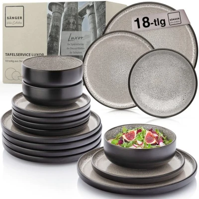 Abbildung von SÄNGER Tafelservice Luxor Geschirrset (18 tlg), 6 Personen, Steingut, Braun Beige, Handmade, Erweiterbar, VALUE COLLECTION