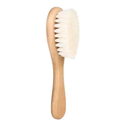 Abbildung von Babykamm, Babyhaarpinsel Babyhaarbürste Weiche natürliche Ziegenhaar Baby Säuglingskopfmassage Pflegenkamm mit Holzgriff umweltfreundliche Kleinkind tägliche Pflege