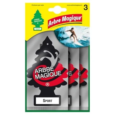 Abbildung von Arbre Magique, Lufterfrischer für Auto, Sportduft, intensiver und strukturierter Duft, hält bis zu 7 Wochen, hergestellt in Italien, Multipack mit 3 Stück
