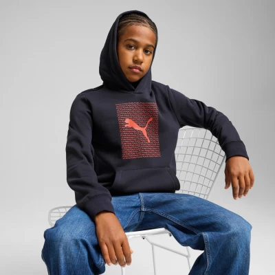 Abbildung von Puma Essentials Logo Lab Hoodie Teenager Für Herren Damen Kinder Mit Print New Navy Größe: 11 12Y