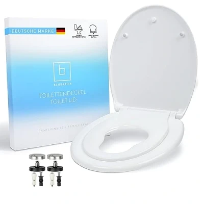 Abbildung von Benkstein Kinder WC Sitz Toilettensitz für mit Absenkautomatik, Toilettendeckel Klodeckel Klobrille Absenkautomatik