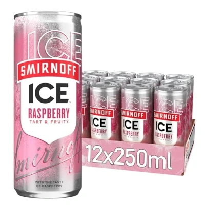 Abbildung von Smirnoff Ice Raspberry 12 Dosen, prickelndes Mixgetränk mit Vodka und spritzigem Geschmack, perfekt für Partys gesellige Anlässe, 10 Prozent Alkohol, 250 ml Dosen