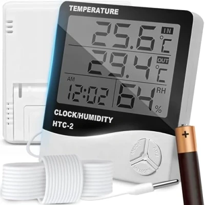 Abbildung von Retoo Thermometer Hygrometer mit Sonde Wetterstation Innen Aussen Digitales Thermo Raumthermometer für Raumklimakontrolle Klima Monitor Luftfeuchtigkeitsmessgerät Hochpräzise