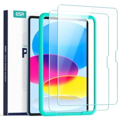 Abbildung von ESR Schutzfolie für iPad 10 Generation (2022), folie, ultraharter Hartglas mit Ausrichtrahmen, kratzfest, HD Klarheit, blasenfrei, 2 Stück