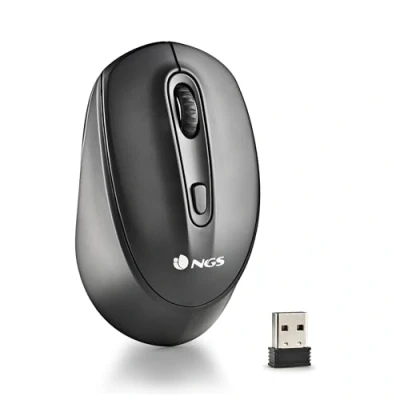 Abbildung von NGS SMOG RB Wiederaufladbare kabellose Multi Device Maus mit LED Beleuchtung, Bluetooth 3.0/5.0 Technologie, 2,4 GHz, 10 m Reichweite, 50 Stunden Akkulaufzeit, Farbe Schwarz