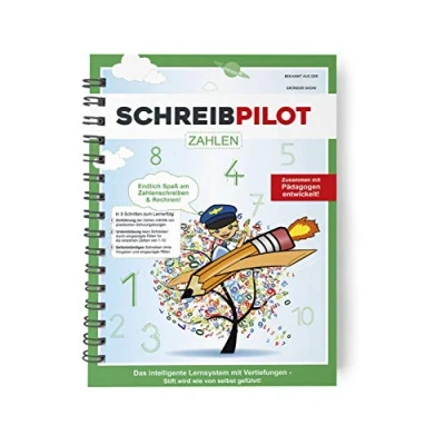 Abbildung von Schreibathlet: Schreiblernheft für ABC Schützen mit vorgeprägten Zahlen und kleinen Rechenaufgaben (Schreibpilot Zahlen) Inkl. Bleistift Radiergummi [deutsch]