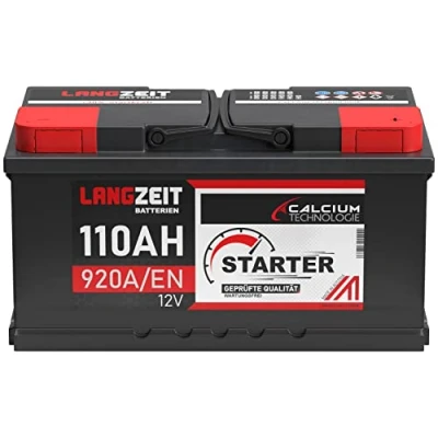 Abbildung von LANGZEIT Autobatterie 110AH 12V 920A/EN Starterbatterie +30% mehr Leistung ersetzt Batterie 100Ah 105Ah, kompatible mit PKW, lead acid