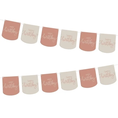 Abbildung von Folat 68705 Geburtstag Dekoration Rosa, Creme, Champagner Gold Flaggenbanner Crème Rose 6 Meter Eine raffinierte, Junge und lebendige Geburtstagsdeko Happy Birthday für Frauen Mädchen