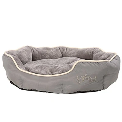 Abbildung von Dehner Tierbett Sammy, oval, grau, versch. Größen, hochwertiges Hundebett/Katzenbett, mit herausnehmbarem Liegekissen