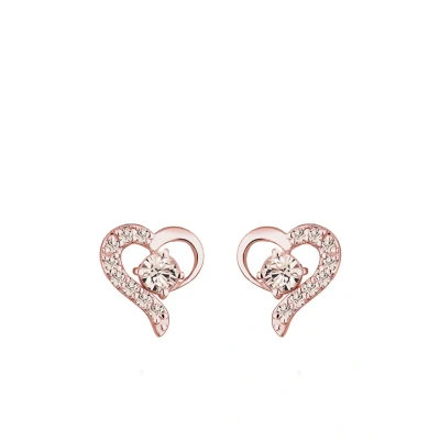 Abbildung von Elli Ohrringe Damen Herz Liebe mit Kristalle in 925 Sterling Silber Rosé vergoldet