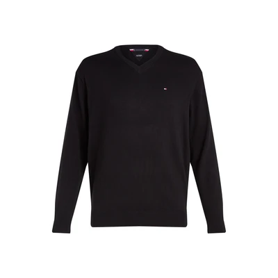 Abbildung von Tommy Hilfiger Big &amp; Tall Strickpullover BT PIMA ORG CTN CASHMERE VNCK B in Großen Größen, mit Logostickerei auf Brusthöhe