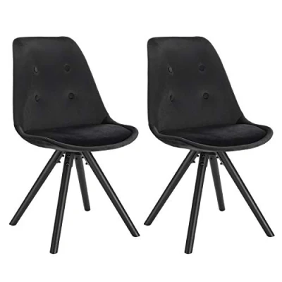 Abbildung von WOLTU Esszimmerstühle 2er Set, Küchenstuhl, Skandinavisch Design, schminktisch Stuhl, Loungesessel, Polsterstuhl, Retro Design Gepolsterter Sitzfläche aus Samt, Schwarz, BH196sz 2