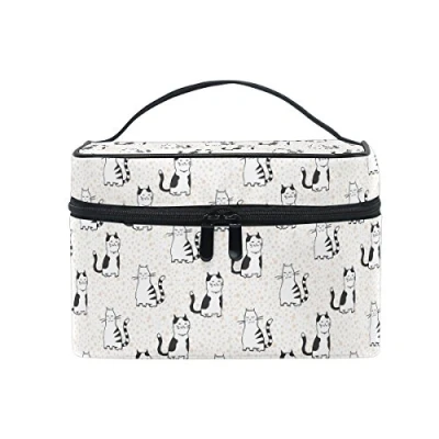 Abbildung von Kosmetiktasche Schminkkoffer, Netter Katzen lustiger Kätzchen Kosmetikkoffer mit Griff und Fächern für Reisen, Teenager Mädchen Damen Make Up Tasche